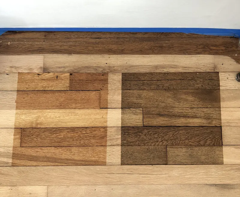 Rectangular parquet blocks framed by a contrasting border