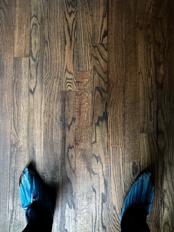 Dark heart pine boards seen from above