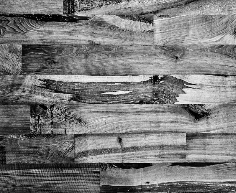 Black and white study of wide planks and their grain