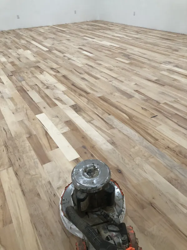 Floor buffer on freshly sanded oak